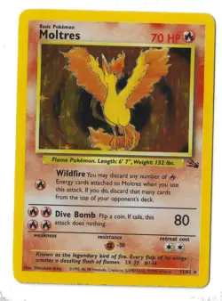 Moltres 12/62 Fossil Holo Rare Pokemon Card WOTC 1999 LP - Image 3