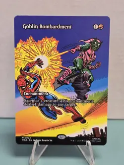 Goblin Bombardment #0023 Marvel's Spider-Man MTG Boarderless Mythic NM - Image 1