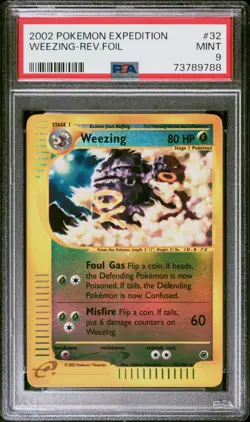 Pokemon TCG Weezing Expedition 2002 Reverse Holo Rare #32 PSA 9 Mint - Image 1