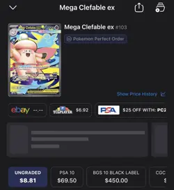 Pokemon Mega Clefable EX 103/088 Perfect Order Ultra Rare Holo Full Art - Image 3