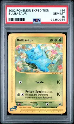 2002 Pokemon Expedition E Reader BULBASAUR PSA 10 Gem Mint #94/165 Vintage - Image 1
