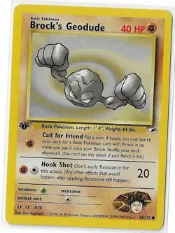 Brock's Geodude 66/132 Pokemon 2000 Gym Heroes 1st Edition LP - Image 1