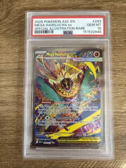 2026 POKEMON ASCENDED HEROES SPECIAL ILLUSTRATION RARE MEGA HAWLUCHA EX PSA 10 - Image 1