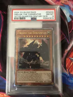 Obelisk the Tormentor Yugioh RA03-EN230 Quarter Century Secret Rare 1st PSA 8 - Image 1