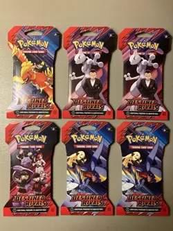 Lot of 6 Pokemon TCG Destined Rivals Booster Packs Sleeved Blister Packs New - Image 1