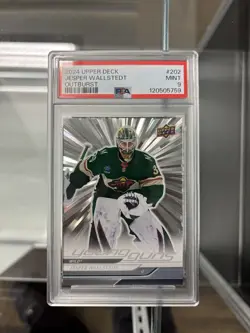 2024-25 Upper Deck Jesper Wallstedt Young Guns Outburst Rookie RC #202 PSA 9 - Image 1