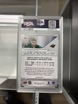 2024-25 Upper Deck Jesper Wallstedt Young Guns Outburst Rookie RC #202 PSA 9 - Image 2