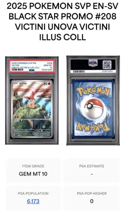 2025 POKEMON SVP EN-SV BLACK STAR PROMO #208 VICTINI UNOVA VICTINI ILLUS PSA 10 - Image 3