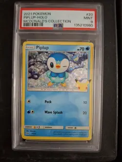 2021 POKEMON MCDONALD'S COLL #20 PIPLUP-HOLO PSA 9 - Image 1
