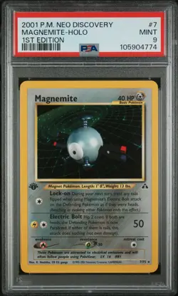 2001 POKEMON NEO DISCOVERY 1ST ED #7 MAGNEMITE-HOLO PSA 9 - Image 1