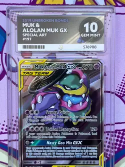 Pokemon TCG - Muk & Alolan Muk GX 197/214 - Unbroken Bonds - Graded - ACE 10 - Image 2
