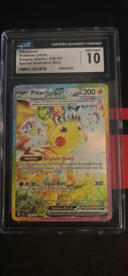 CGC 10 Gem Mint Pikachu 238/191 Pokemon Surging Sparks Special Illustration Rare - Image 1