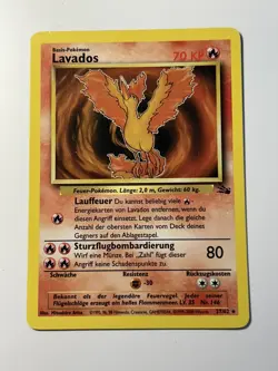 ~DE~ GERMAN Lavados (Moltres) Fossil 27/62 RARE Pokemon Card (C1) - Image 1