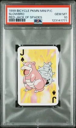 1999 BICYCLE POKEMON MINI PLAYING CARDS RED DECK JACK OF SPADES SLOWBRO PSA 10 - Image 1