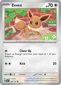 Eevee 166/197 Common Obsidian Flames Pokemon Card NM - Image 1