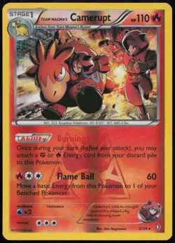 Team Magma's Camerupt 2/34 LP Double Crisis Rare Reverse Holo Pokemon - Image 1