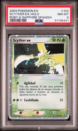 2004 Pokemon Ex Ruby & Sapphire (Spanish) - Scyther Ex 102/109 - PSA 8 - Image 1