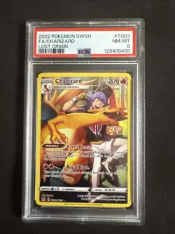 2022 POKEMON SWORD & SHIELD LOST ORIGIN #TG03 FULL ART/CHARIZARD PSA 8 - Image 1