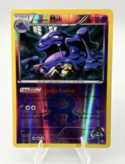 Team Aqua's Muk Double Crisis #8 (2015) Reverse Holo LP Pokemon - Image 1