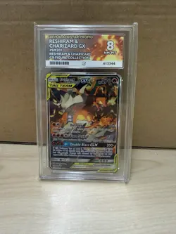 2019 POKEMON SM BLACK STAR PROMO #SM201 FULL ART/RESHIRAM & CHARIZARD GX Ace 8 - Image 1