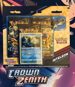 🔥Pokemon CROWN ZENITH Pin Collection 3 Pack Blister *Inteleon* New/Sealed!🔥 - Image 1