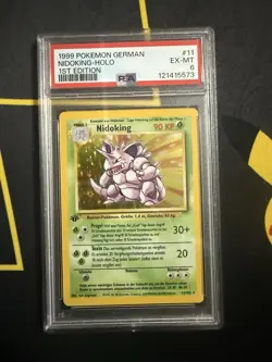 Pokemon 1999 English Nidoking Base Set 1st Edition German Holo 011/102 PSA 6 - Image 1