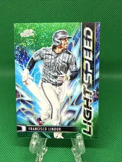 Francisco Lindor /75 Green Space Dust 2025 Topps Cosmic Chrome Light Speed Mets - Image 1