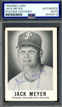 Jack Meyer PSA DNA Vintage Signed 1960 Leaf Key Card D.67 Autograph - Image 1