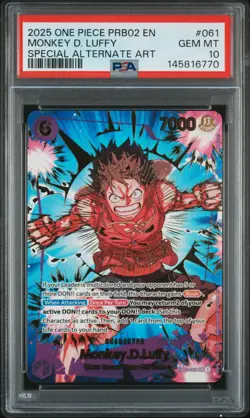 2025 ONE PIECE PRB02 EN SPECIAL ALTERNATE ART #061 MONKEY D. LUFFY PSA 10 - Image 1