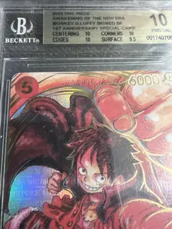 One Piece BGS 10 Monkey D. Luffy #ST01-012 Oda Signed 1st anniversary 2023 ENG - Image 4