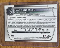 2025 Bowman Chrome Kade Anderson 1st Bowman Mojo Refractor BDC-3 Mariners - Image 2