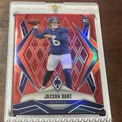 2025 Panini Phoenix - Jaxson Dart NUMBERED /99 Red Color Match #200 RC Giants SP - Image 1