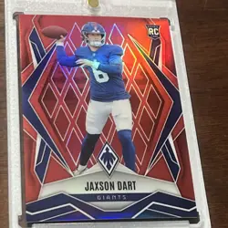 2025 Panini Phoenix - Jaxson Dart NUMBERED /99 Red Color Match #200 RC Giants SP - Image 3