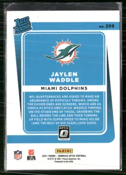 2021 Donruss Optic #208 Jaylen Waddle Rookie - Image 2