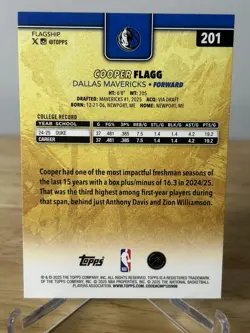 2025-26 Topps NBA Flagship Cooper Flagg Golden Mirror Variation #201 SSP RC - Image 2
