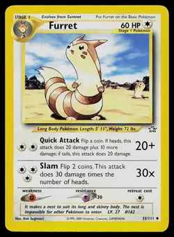 Pokemon Card Neo Genesis Furret 35/111 Uncommon - Image 1