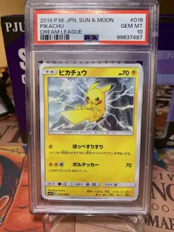 PSA 10 Pikachu 016/049 2019 Sun & Moon Dream League Japanese Pokemon Card - Image 1