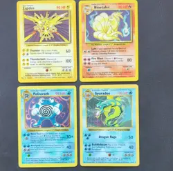 1999 Pokemon Vintage Card Lot - Zapdos/Ninetales/Poliwrath/Gyarados Holo - [MP] - Image 1