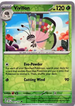 Vivillon 007/191 - REVERSE HOLO - SV08: Surging Sparks - NM - Image 1
