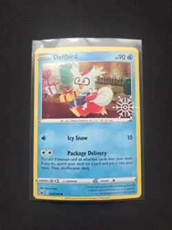 Pokemon TCG Holiday Advent Calender Delibird Stamped Cosmo Holo Card #032/198 - Image 1
