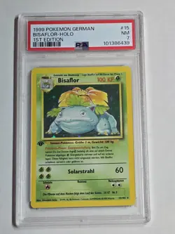 Pokemon 1999 Base Set Bisaflor Holo #15 German 1st Edition PSA 7 - Image 1