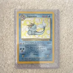 Pokemon Vaporeon 12/64 Jungle Holo Rare 1999 Stage 1 HP 80 Kagemaru Himeno - Image 1