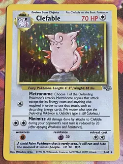 Pokemon TCG: 1999 Jungle Clefable Holo Unlimited 1/64 - Image 1