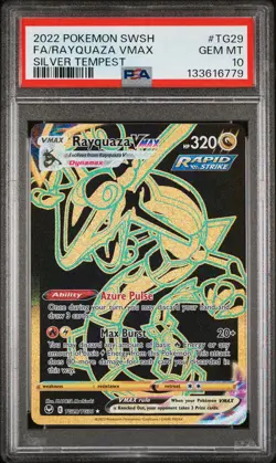 2022 POKEMON SWORD & SHIELD SILVER TEMPEST #TG29 FULL ART/RAYQUAZA VMAX PSA 10 - Image 1
