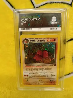 Pokemon Team Rocket Set 2000 Holo Dark Dugtrio 6/82 Ace Graded 8 NM-MT Swirl - Image 1