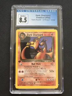 CGC Blue Label 8.5 NM/MINT+ Dark Charizard 21/82 Team Rocket Regular Pokemon TCG - Image 1