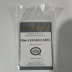 Nintendo Pokemon 23K Gold-Plated Charizard Card 1999 Burger King Pokeball Case - Image 4