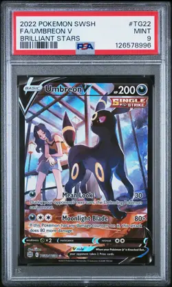 2022 POKEMON SWORD & SHIELD BRILLIANT STARS #TG22 FULL ART/UMBREON V PSA 9 - Image 1