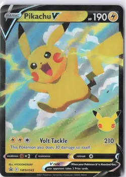 Pokemon Pikachu V Promo Full Art Holo Sword & Shield SWSH143 190 HP - Image 1