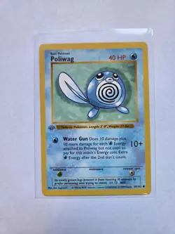 Pokemon Poliwag 1st Edition Common Card Base Set Shadowless 059/102 40 HP 1999 - Image 1